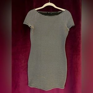 MNG Basics Black and White Striped Dress